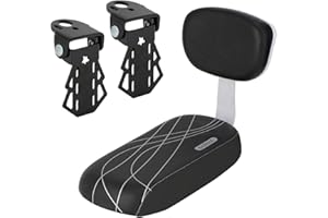 BWBIKE Vélo Siège Arrière Vélo Vélo Vélo Vélo Vélo De Montagne en Cuir PU Coussin Souple Siège Arrière Porte-Bagages Siège Enfants avec Dossier et Repose-Pieds