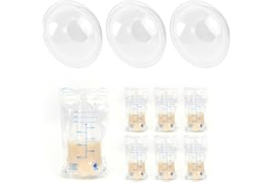 BEIIEB 3er-Pack BH, Brustwarzenschutz, verschüttete Milchsammler zum Stillen, Sammeln und Konservieren von Muttermilch und 6 Milchaufbewahrungsbeutel