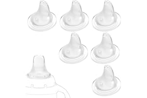 Lyreh 6pcs Baby Bottle Replacement Nipples Compatible with NUK Learner/Activity Cups, BPA-Free Silicone Leak-Proof Dishwasher-Safe Soft Teats Replacement Spouts Accessories Parts