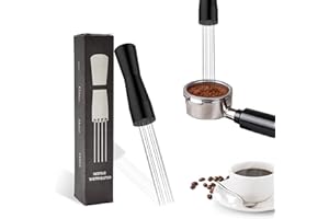 XLWEN Agitateur à Café,Outil Agitation à Café,Agitateur à Café à La Main,Aiguille Agitateur à Acier Inoxydable,0.4mm d'épaisseur Aiguille en Acier inoxydable (Noir)