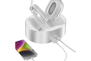 ROUNKIN Headphone Charging Stand for AirPods Max,Magnetic Stand,Protable Desktop Headset Holder,Headset Stand, Charging Base for Headphones,Designed for AirPods Max (M3_White Sleep Mode)