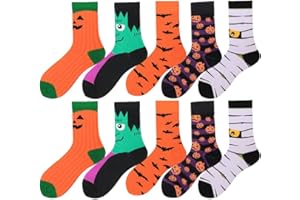 Valiclud - Calcetines para Halloween, calabaza, murciélago, calcetines de algodón, 5 unidades