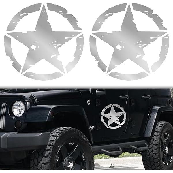 Adesivi Auto Stella Militare 2 Pezzi - Nero, 15x15 Cm, Riflettenti E Resistenti Per Personalizzazione - Foto 12
