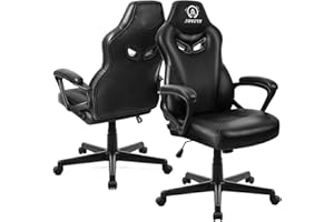 JOYFLY Office Chair Computer Chair, Computer Chairs for Adults, Ergonomic Gaming Chair Racing Style PC Chair with Lumbar Support Padded Armrests（Black-Leather）
