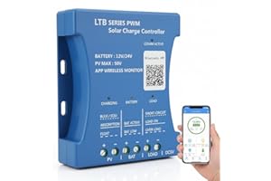 10 A Bluetooth-Solar-Ladegerät-Controller, 12 V/24 V, intelligenter Regler, Solarmodul-Batterie, Ladestatistik, PWM mit USB-Anschluss, 12 V, 24 V, Blei-Säure-/Lithium-Batterie