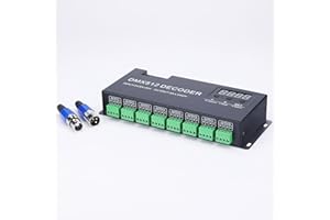 JOYLIT Display Digitale DMX LED Decoder Controller 24CH, DC 5-24V 3A/CH 3 Canali/Gruppo 8 Gruppi ad Alta Potenza DMX512 RGB Striscia Luminosa Decoder Dimmer Controller