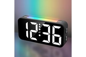 Netzu Wecker Digital, Wecker mit Licht, Digitaler Wecker Kinder mit Großes LED-Display, Schlummerfunktion, Doppelter Alarm, Helligkeitseinstellung, USB-Ladeanschluss, Wecker Laut für Tiefschläfer