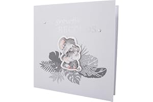 Happy Homewares Grey Elephant Themed Cute Baby Growth Records Book with 32 Pages to Personalise | First Adventure, Picture Spaces, Envelope for First Haircut, First Christmas etc