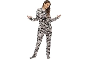 IQYU Combinaison douillette pour femme de Noël, pyjama pour femme avec pieds - Combinaison d'hiver - Grenouillère chaude - Avec fermeture éclair - Pyjama de Noël