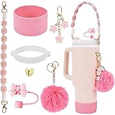 House of Quirk 7 Accessories Set Handle Strap, Silicone Cup Boot, Silicone Straw Cover, Charms for Cup 40oz & 30oz Tumbler (P