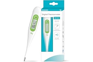 FEMOMETER Thermomètre Numérique pour Bébé et Adults, Thermometre Fièvre Médical, Rapide et Précis, Signal Acoustique, Commutable ℃/℉, Vert