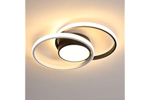 Comely Plafon Led Techo, 42W Moderna Lámpara de Techo LED, Redondo Luz de Techo del Para Corredor Baño Cocina Sala de Estar Dormitorio Pasillo, Luz Cálida 3000K, Largo 40cm, Negro