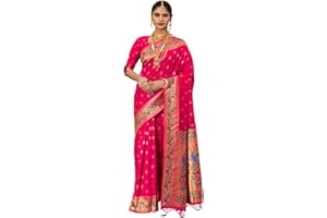 Jaanvi fashion Paithani Damen Seidensaree mit Zari Arbeit & Bluse