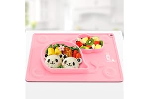Plaques d'aspiration de bébé en Silicone pour Enfants en Bas âge, Tapis d'alimentation pour bébé, Set de Table, Bol à succion pour sevrage au bébé, 27,5 × 19,7 cm, Rose, par Super Kitchen