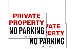 Goodvia No Parking Signs Outdoor Metal A4 size, Private Parking Signs Aluminum Reflective with Pre-drilled Holes Pack of 2