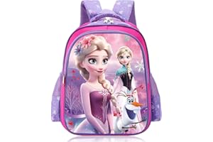 HYMBCFW Frrozen Kinderrucksack, Frrozen Schultasche Kindergarten Rucksack Cartoon Büchertasche Vorschule Schultertaschen lässiger Tagesrucksack Leichter Bequemer Outdoor Reisetasche für Wander Kita Schule