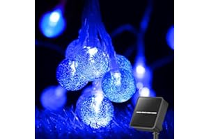 Roxemire Solar Garden Lights Outdoor, 20ft/6M 30 LED Outdoor Solar String Lights Waterproof，8 Modes Solar Powered Crystal Ball Fairy Lights Indoor/Outdoorfor Garden,Patio,Yard,Festival,Parties - Blue