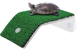 LuckyOpt Rampa de tortuga de hierba, forma de planta simulada con pendiente, rampa de escalada césped para pequeño reptil rana Terrapin, terraza para tortugas escalada tomar el sol (S)