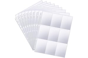 PLAPOT 900 Pochettes pour Cartes,50 Pochettes pour Cartes Double Face,Trading Card Sleeves11 Troux,Feuilles de Cartes Transparente,Transparente Accessoires Album Classeur