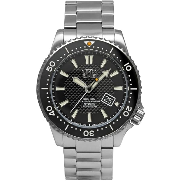 UMF RUHLA Orologio subacqueo al quarzo – UMF orologio da uomo 1948-M3 – quadrante in tonalità blu graduate – cinturino in maglia in acciaio inox con chiusura a farfalla – Made in