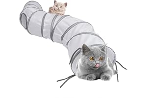 AOKUY Katzentunnel mit Spielball, Faltbarer Tunnel, Interaktive Peek-a-Boo Cat Tube Spielzeug mit Spaßball und 2 Guckloch ür Katze, Welpen, Kitty, Kätzchen, Kaninchen(2-Way)