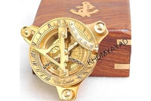 KHUMYAYAD Réplique nautique antique avec cadran solaire en laiton avec boîte en bois de rose.