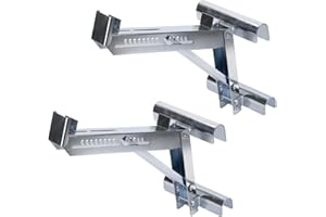 mosegor 2 Pcs Ladder Jacks Scaffold Bracket, Two-Rung Short Body Extension Ladder Jack for Working 20 inch Stage, Adjustable Extension Scaffold Ladder Jack, for Window Repair Wall Panel Painting