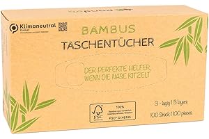 pandoo Mouchoirs 100 % bambou - Mouchoir sans bois dans un emballage sans plastique - Distributeur de boîtes à mouchoirs - 100 feuilles - 3 couches - Parfait pour chaque nez - (lot de 24)