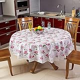 Material:PVC XKQWAN Tischdecke Europ?isch L?ndlichen Floral PVC Runde Tischdecke Wasserdicht ?lbest?ndig Einmalige Runde Tischdecke-A Durchmesser150cm(59inch)
