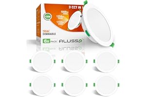 ALUSSO Focos Empotrables LED Regulables, Ultraplanos Focos De Baño Empotrables IP44 15W 1200LM, 3000K 4000K 6500K Focos Empotrables, Focos LED De Techo Para Cocina, Dormitorio, Oficina, Juego De 6