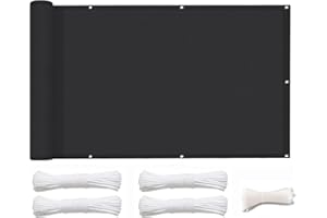 ZHhan Balcony Privacy Screen for Backyard Deck Patio Balcony Fence Porch Sun Shade PVC UV Protection Sun Wind 8 Days Delivered 15 Colors 352 Sizes 420D Black