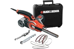 Black+Decker Bandschleifer (Schleifmaschine für Holz, Metall, Stein, Gips und Kunststoff, Absaugvorrichtung, zum Schleifen, Feilen, Schärfen und Entrosten an schwer zugänglichen Stellen) KA902EK-QS