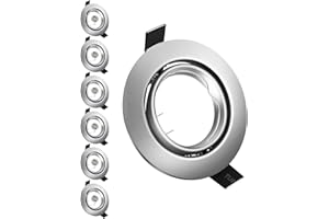 YIAHIN Marco Foco Empotrable, Marcos Focos GU10 Metal cepillado Incl. Zócalo GU10 Para Lámparas De Led O Halógena, Redondo Metálica, Marco Empotrado Ojo de Buey, Para Baño Sala Cocina, etc.,6 Pack