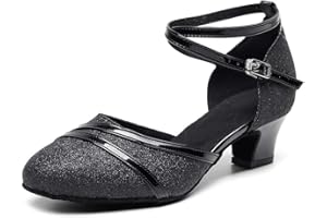 AOQUNFS Zapatos de Baile de Salón Latino Mujer Satén Cerrados Brillantes Zapatos Baile para Salsa Bachata Tango, L157