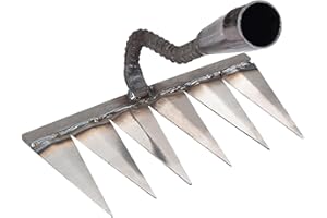 SMILESHINEY Rastrello Per Diserbo - 32mm Rastrello Giardino In Acciaio Al Carbonio,Rastrello Per Foglie,Zappa Diserbo Rastrello,Rastrello Diserbo,zappa Per Erbacce Allentamento/Semina, 6 Denti (senza Bastone)