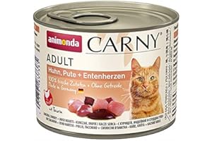 ANIMONDA CARNY Nourriture pour chat GranCarno Adult d’animonda, nourriture humide pour chat adulte, dinde + cœurs de canard, 6 x 200 g