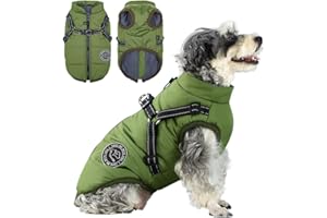 Savlot Hundejacke Winterweste Jacken Hundemantel Hundepullover Haustier Skifahren Kostüm Ärmellose Baumwolle Gepolsterte Weste Mit Brustgurt Gurt - Grün, XL