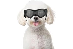 PETLESO Dog Goggles for Medium Breed Anti-UV Windproof Eye Protection Pet Sunglasses with Adjustable Straps for Driving/Outdoor Activities-Black