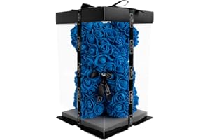 ‎INFINITY FLOWERBOX Infinity® Rosenbär mit Geschenkbox & über 300 handbeklebten ewigen Rosen mit Duft - Geschenk für Frauen, zum Geburtstag oder Jahrestag (Rosen Teddybär Blau in 25cm)