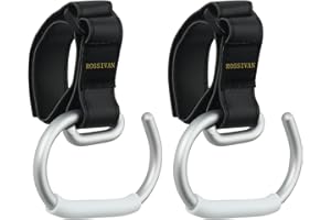 ROSSIVAN Buggy Clips, Premium 2 Pack Pram Hooks for Bags - Universal Fit for All Strollers, Prams, and Pushchairs - Keep Your Hands Free
