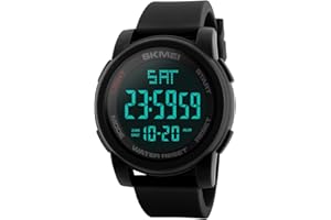SKMEI Farsler - Orologio sportivo da uomo, multifunzione, a doppio fuso orario, impermeabile fino a 50 m, quadrante grande, allarme, cronometro, orologio elettronico luminoso per sport all'aria aperta