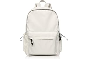 BITUOR Schulrucksack Damen, Casual Schultasche Travel Büchertasche 14 Zoll Laptop, Rucksack für Mädchen im Teenageralter, Wasserdichter, Unisex Daypack Schulrucksack, beige