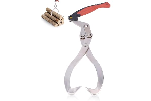 Vedklämma, vedklämma, total längd 44,7 cm, vedlyftkrok, maximal storlek 30 cm, vedtransportverktyg, halkfria vedlyftklämmor
