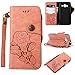 Produktbild pinlu® PU Leder Etui Schutzhülle Für Samsung Galaxy J3 (2015 Version, 5.0 zoll) Hülle Flip Case Mit Stand Function und Magnetische Schnalle Innenschlitzen Design Retro Rose Muster Rosa