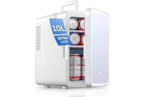 NORTHCLAN Mini Fridge for Bedrooms 10L/11 Cans with AC/DC Powered, Quite Mode, Small Skincare Portable Beauty Fridge with LED Makeup Mirror, for Cosmetic, Office or Car