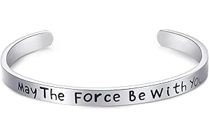 LParkin Star Wars - Braccialetti decorativi per donne e uomini, regali di Starwars, con scritta "May The Force Be with You"