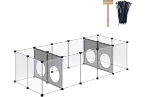 DINMO Laufstall für Kaninchen, Meerschweinchenkäfige, Hamsterkäfige, interessantes Spielloch-Design für Kleintiere, Hasen, Frettchen, Igel, Heimwerker, erweitert, tragbar, Übungszaun, 156 x 65 x 42cm