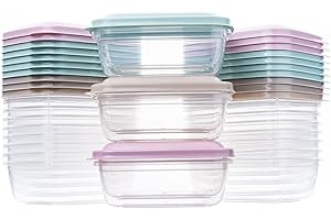 QILZO Pack 24 Plastikowe pojemniki na jedzenie 320 ml Pojemnik na jedzenie Bez BPA Do Kuchenki mikrofalowej i zmywarki, Zamrażarka