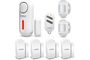 KERUI Allarme Casa Senza Fili D2, Allarme casa 4 Zone Antifurto Sistemi di Sicurezza Domestica con 2 Sensore Movimento 1 Allarme Porta 4 Sensori Porta 1 Telecomando, 120dB per Casa Garage Ufficio