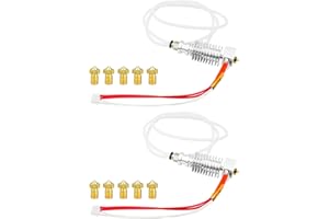 OCHIKI 3D Printer Extruder Hotend Fit for Anycubic I3 Mega X 3D Printer 12V 40W, 2 Pcs Metal V5 J-Head Hotend with 10 Brass 0.4 mm Nozzles, XH2.54mm Terminal Rubber Shell